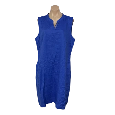 W-Lane Womens Size 18 Cobalt Blue Linen V-neck Sleeveless Dress (new)