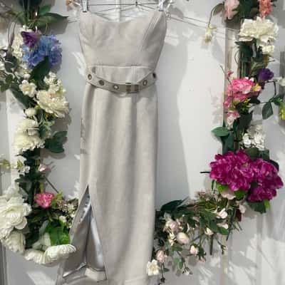 NWT Sheike Size 6 Formal Strapless Dress Grey velour