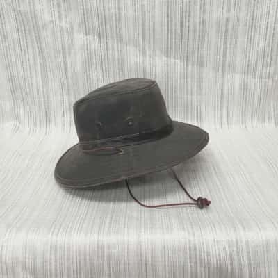 Scala /Handmade in Sri-Lanka /Dark Grey /Unisex/ Weathered Cotton /Safari Hat with Toggle Chin Cord Size XL 