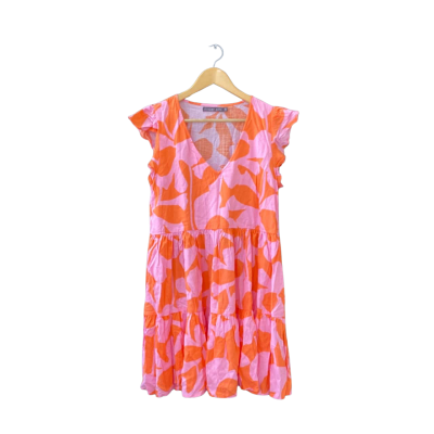 Mister Zimi Size 10 Casual Dress Multicoloured/Orange/Pattern/Pink  