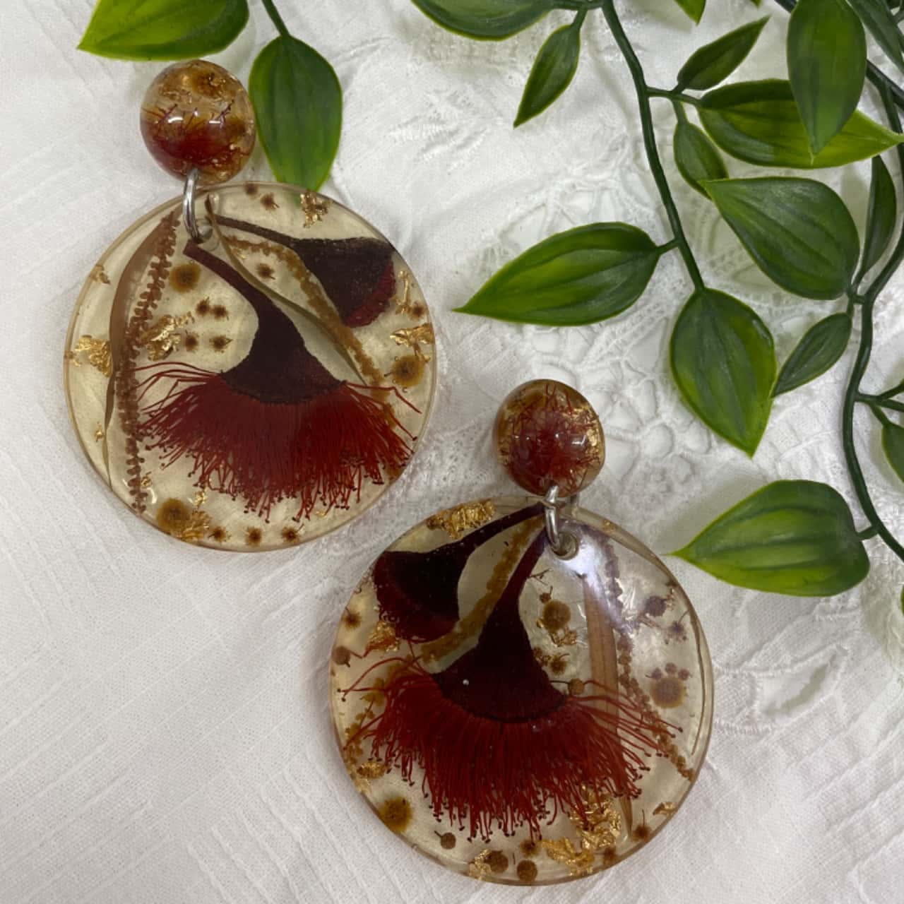 Unique Resin Ear Rings Rumble Sky Handmade Resin Earrings with Native Flowers(s) - Used Good ...