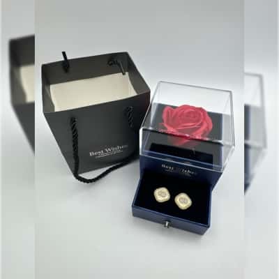 Best Wishes Pearl, Enamel & Clear Stone Earring Gift Set (B)