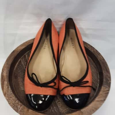 Milana Italian made orange textile black paint and leather leather sole size 38