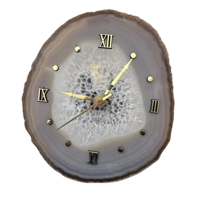 Natural Agate Slice Clock Natural Gray