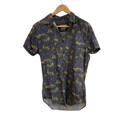 Marcs Mens  Size XS Short Sleeve Shirt Black  / Multicoloured 