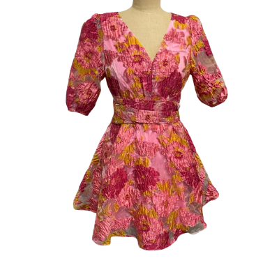 Gingham and heels  Size 10 Cocktail Dress / Floral Dress / Mini Dress Floral / Pink  