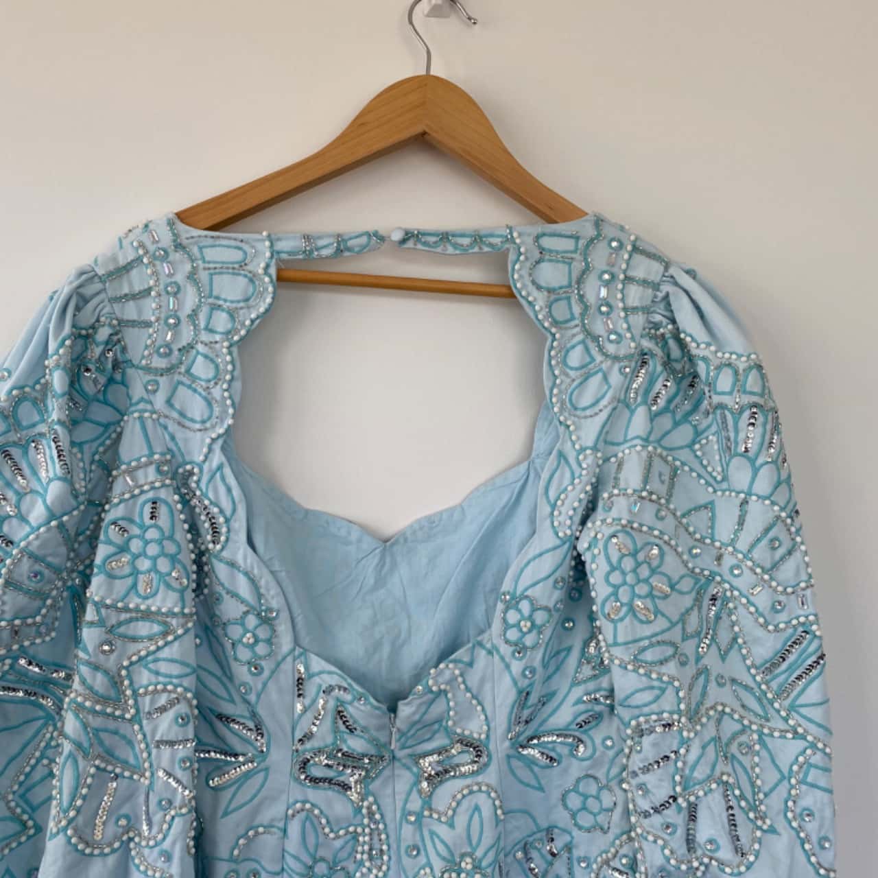 Asos Design Beaded Long Sleeve Mini Dress Blue Size 14 / XL (s) - New With Tags | Salvos Stores Asos Design Beaded Long Sleeve Mini Dress Blue Size 14 / XL (s) - New With Tags | Salvos Stores