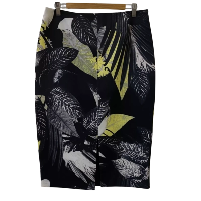  Jayson Brunsdon Black Label Womens  Size 14 Pencil Skirt Black  / White / Yellow 