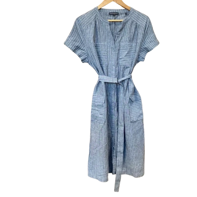 David Lawrence Grey/White Striped Shirt Dress Size 14