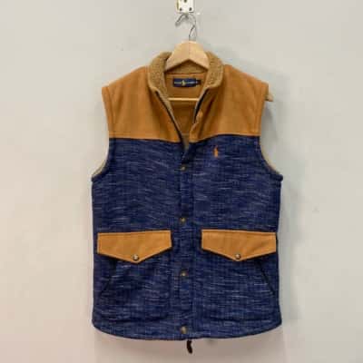 Ralph Lauren Mens  Size M Vest Blue / Brown 