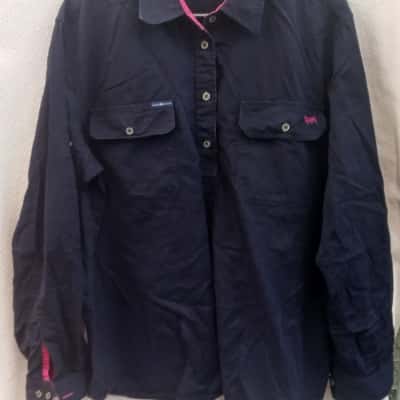  Womens Ringers Western Size 20 Long Sleeve Shirt Navy Blue 