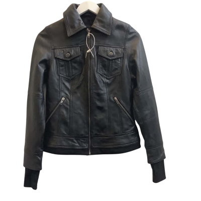 New - Real Leather Womens Size XS Betty Leather Blend Jacket Black 