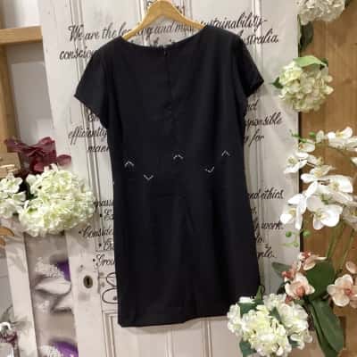 DAVID WARREN NEW YORK BRAND!  Womens  Size 16 Midi Dress / Short Sleeve Dress  Black  