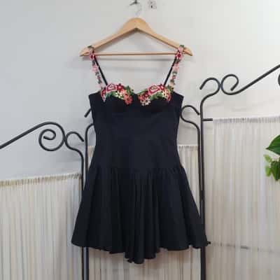 Angel Biba Women's Size 8 Shoestring Strap Black Mini Dress - New With Tags