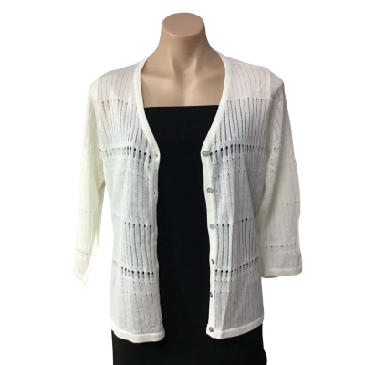 W-Lane Womens Size S Cream Pattern Button-down Cardigan