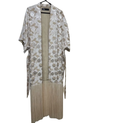 STUNNING ZARA LONGLINE FRINGED OPEN JACKET. SIZE XS-S
