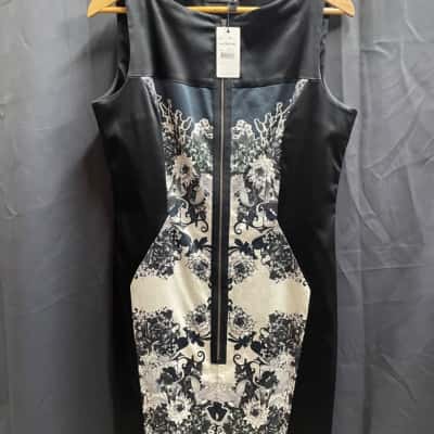 Cue Womens Size 14 Black & White Floral Dress