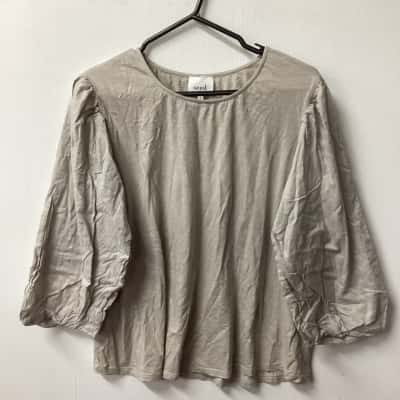 Seed Heritage Womens  Size XL 3/4 Sleeve Top Beige 100%cotton D