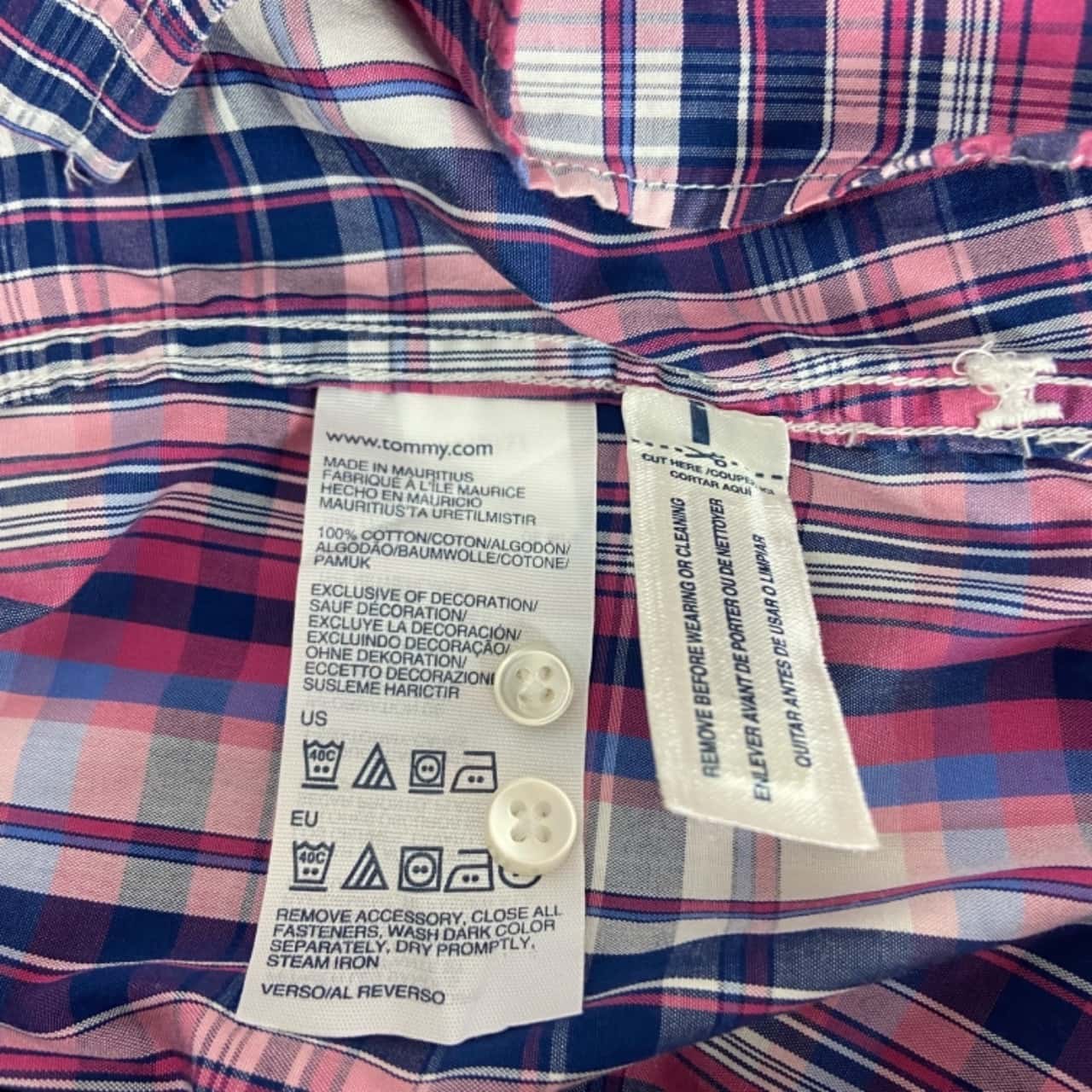 Tommy Hilfiger Pink Plaid Dress Shirt 