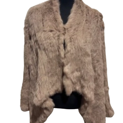  Womens Rabbit Fur Coat Champagne / Pink  