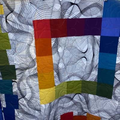 Patchwork Quilt Queen Size Hand made White/Colourful 