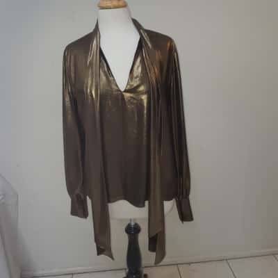Carla Zampatti Metallic Gold Blouse