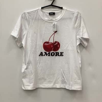 NEW - Dotti Womens white   T  Shirt "AMORE"  Size S 