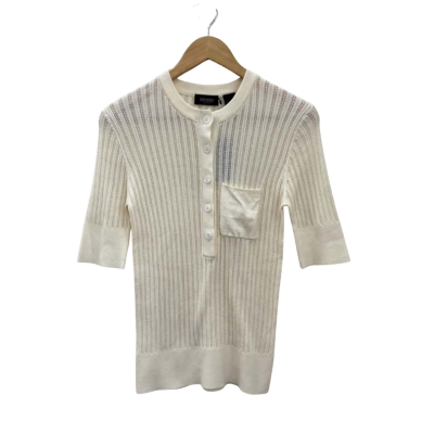 Oxford Womens  Size 14 3/4 Sleeve Knit Top Cream Ribbed