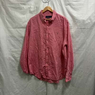 Ralph Lauren Mens Size XXL Pink Oxford Chambray Button Up Shirt