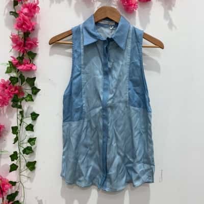 Viktoria & Woods Womens Sleeveless Shirt Size 2 Blue 