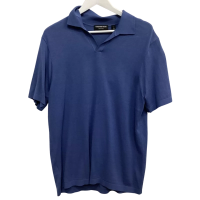 Country Road Silk Blend Polo Shirt  Size L Blue 