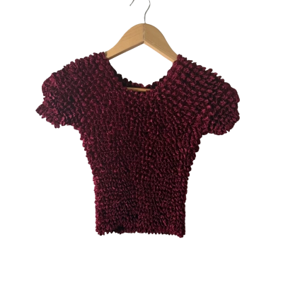  Womens  Size 14 Popcorn Top Maroon 
