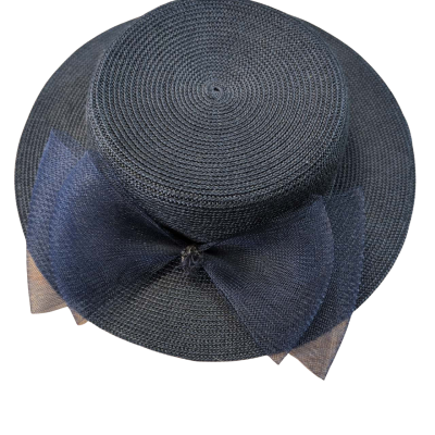  Womens  Navy Blue Hat with Bow