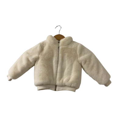 Country Road Baby Girls Cream Faux Fur Jacket Size 18-24m (**Brand New** RRP $79.95)