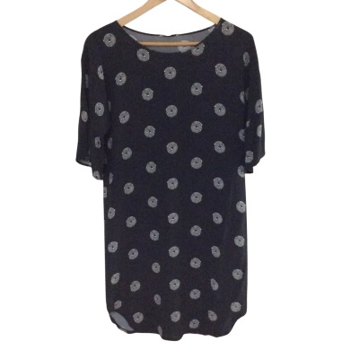  Womens  Size 6 Midi Dress / Short Sleeve Dress  Black  / Pattern / White 