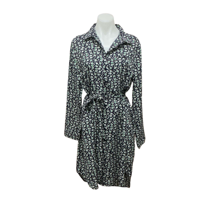 St Frock Womens Size 14 Shirt Dress Green / Navy Blue / Pattern / White 
