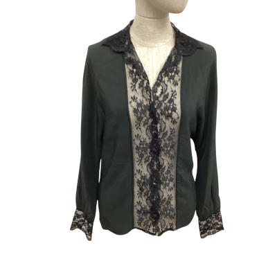 AU LYS D ARGENT -  Womens  Size 40 Long Sleeve Shirt Black  