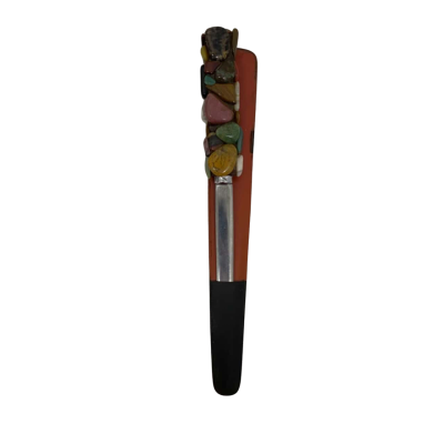 Stainless Steel Letter Opener Handle covered in Semi Precious Stones With Sheath 