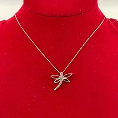  925 Marked Womens Necklace Chain w/ Unmarked Dragonfly Pendant 