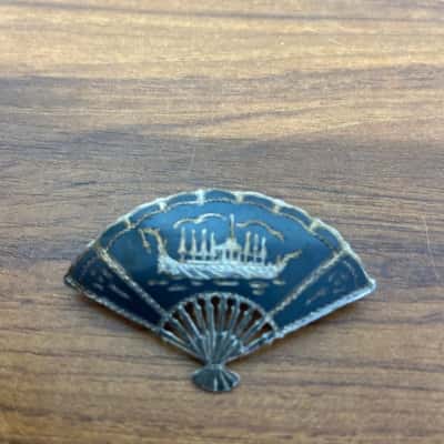 Vintage Siam sterling fan brooch 