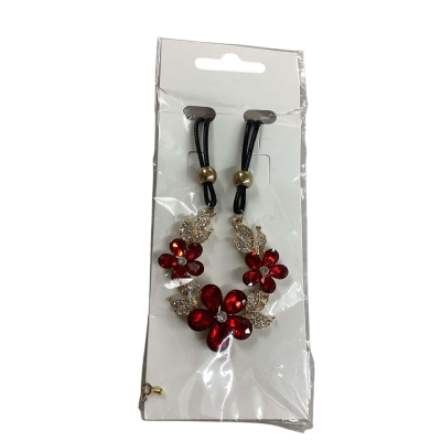 Red Rhinestone Floral Necklace with beautiful Leaf details BNWT