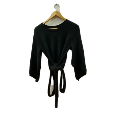 Sass & Bide Womens Sweater Size L Black Cashmere with Tie design
