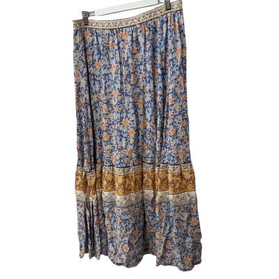 IRIS MAXI   Size 12 High Waist Skirt Blue / Floral 