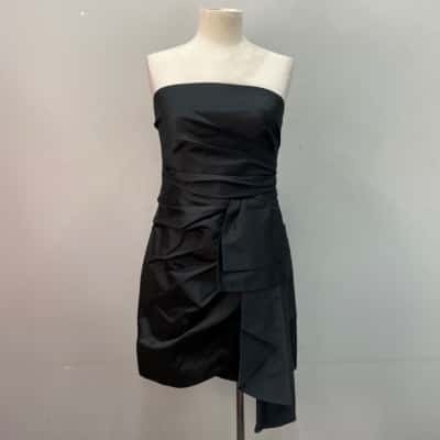 Forever New Womens  Size 10 Mini Strapless Dress Sateen Black  
