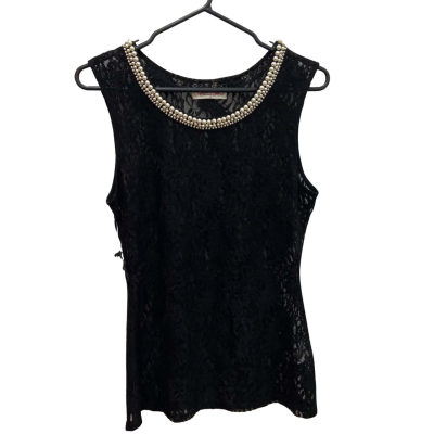 Alannah Hill Womens  Size 12 Black  Lace Singlet Top 