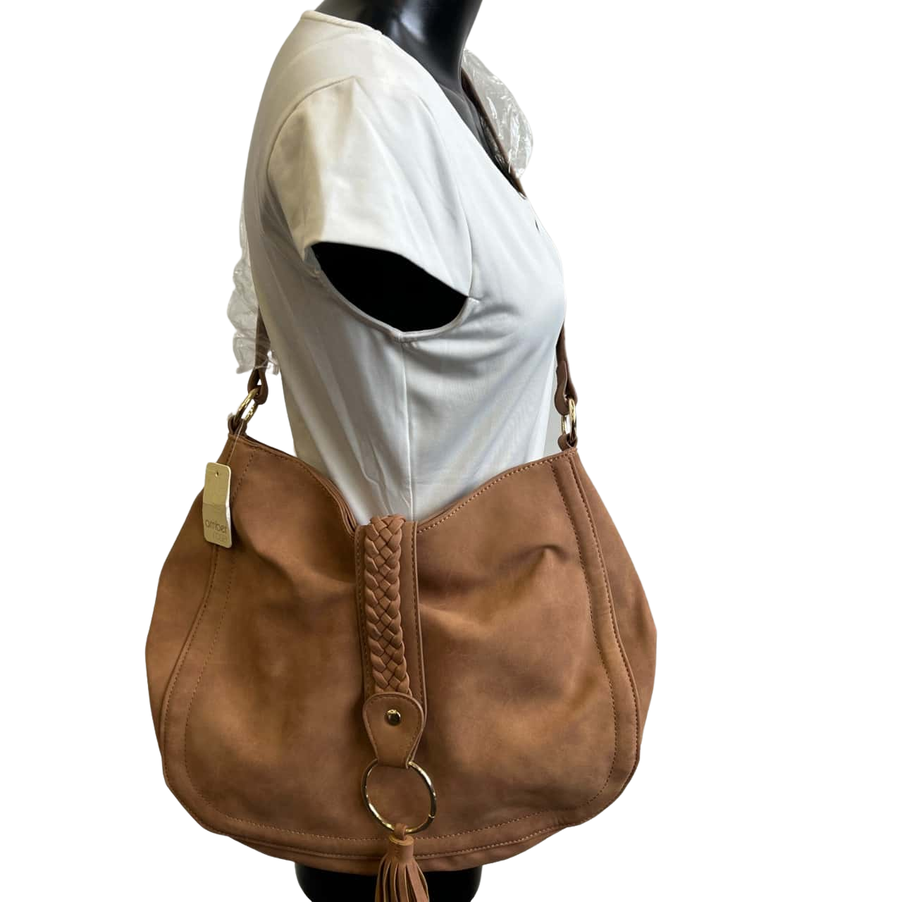 BNWT Rockmans Amber Rose Womens Faux Leather Crossbody Tote Bag Brown(s)