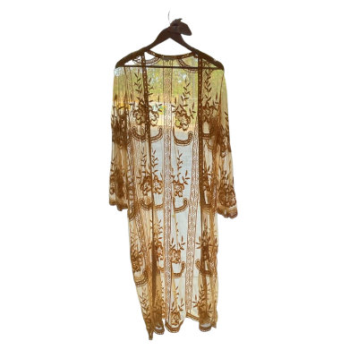 Honey Punch Gold/Mustard Embroidered Lace Kimono Cardigan Size M