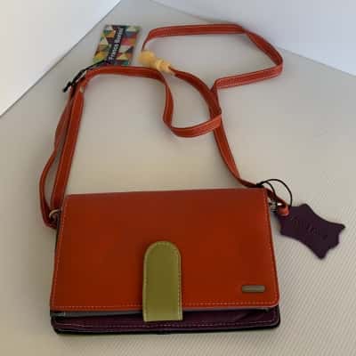 Franco Bonini Leather Crossbody Handbag/Wallet - Multi-coloured
