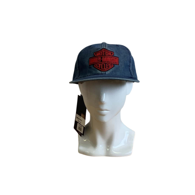 BNWT Harley Davidson Men's Woven Denim Cap Blue 