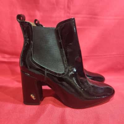 Ladies Kurt Geiger Raylan Heeled Patent-Leather Ankle Boots - SIZE 40 BNWOT  
